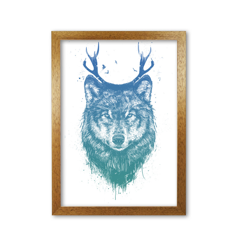 Deer Wolf Animal Art Print by Balaz Solti Oak Grain