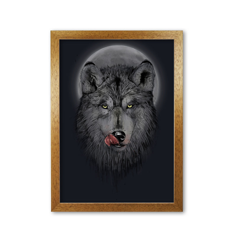 Dinner Time Wolf Night Animal Art Print by Balaz Solti Oak Grain
