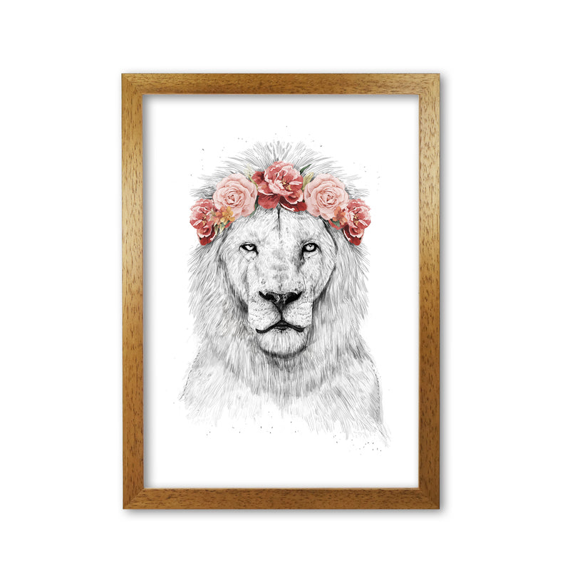 Festival Floral Lion Animal Art Print by Balaz Solti Oak Grain