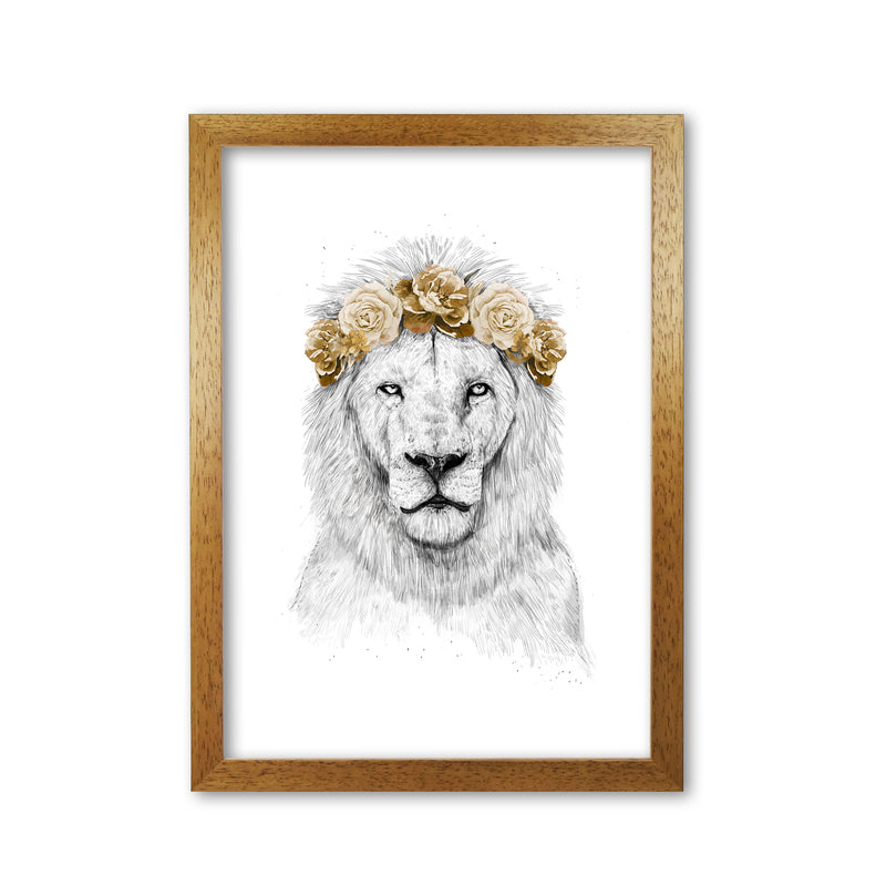 Festival Floral Lion II Animal Art Print by Balaz Solti Oak Grain