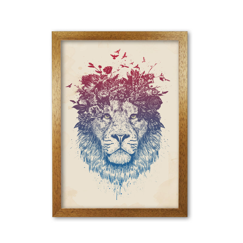 Floral Lion Animal Art Print by Balaz Solti Oak Grain