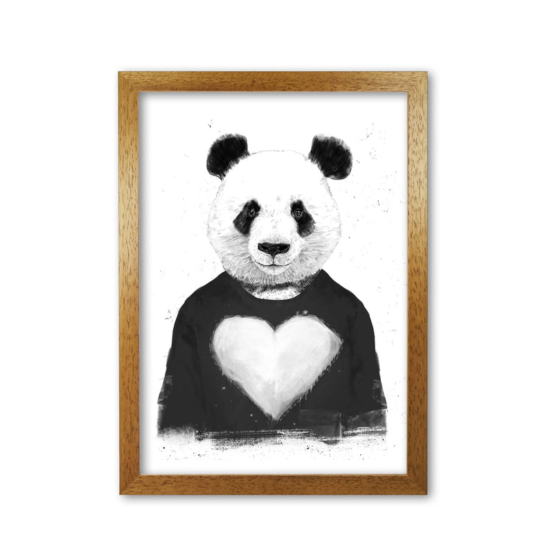 Lovely Panda Animal Art Print by Balaz Solti Oak Grain