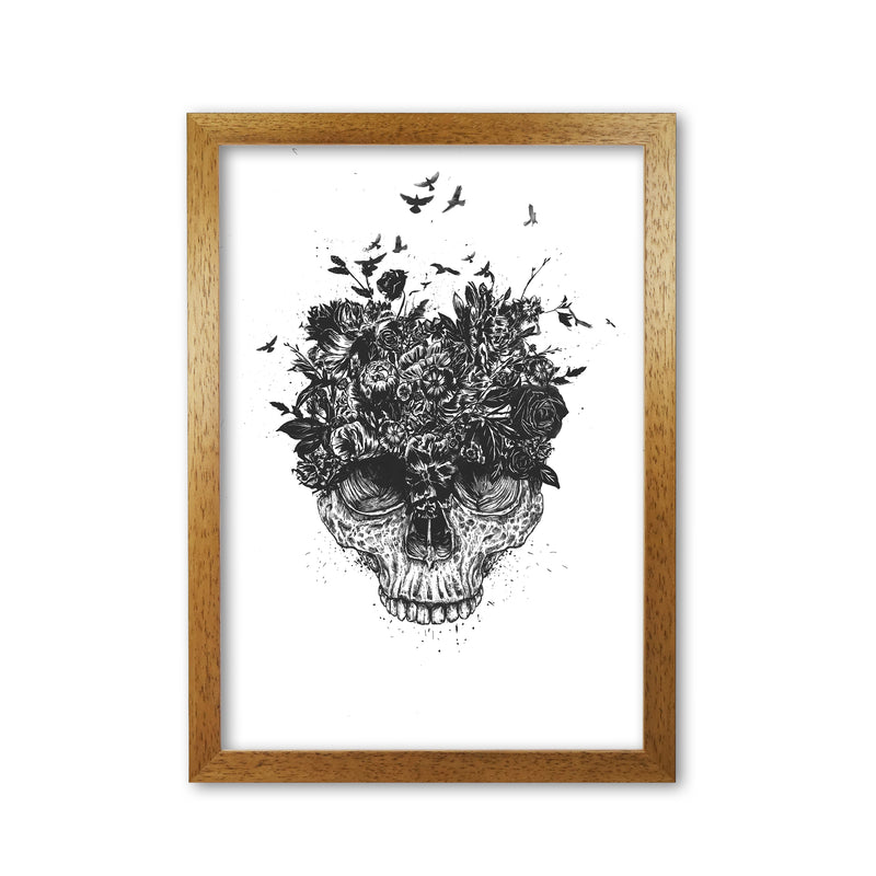 My Head Is A Jungle Skull B&W Art Print by Balaz Solti Oak Grain