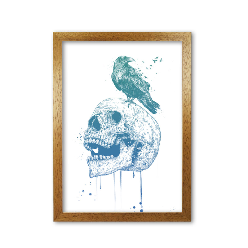 Skull & Raven Colour Animal Art Print by Balaz Solti Oak Grain