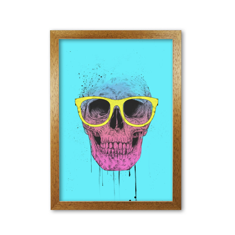 Blue Pop Art Skull With Glasses Art Print by Balaz Solti Oak Grain