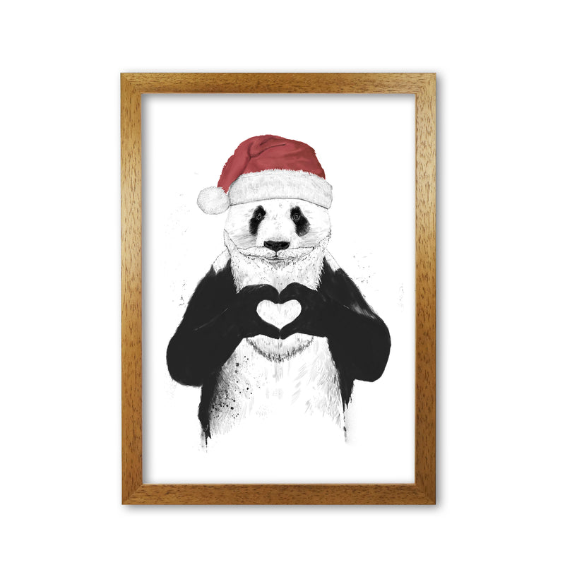 Santa Panda Animal Art Print by Balaz Solti Oak Grain