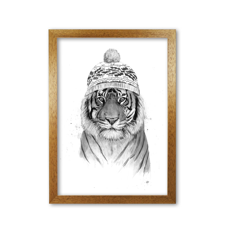 Siberian Tiger B&W Animal Art Print by Balaz Solti Oak Grain