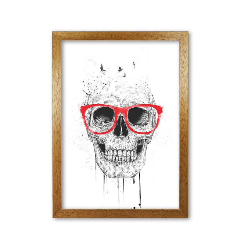 Skull With Red Glasses Art Print by Balaz Solti Oak Grain