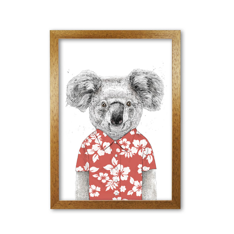 Summer Koala Red Animal Art Print by Balaz Solti Oak Grain