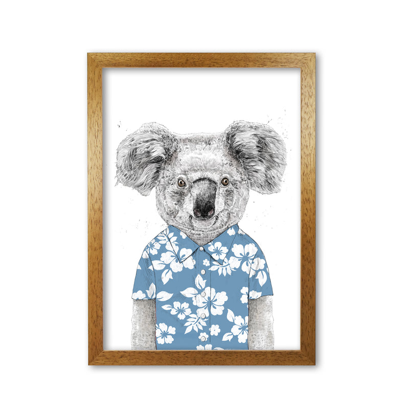 Summer Koala Blue Animal Art Print by Balaz Solti Oak Grain