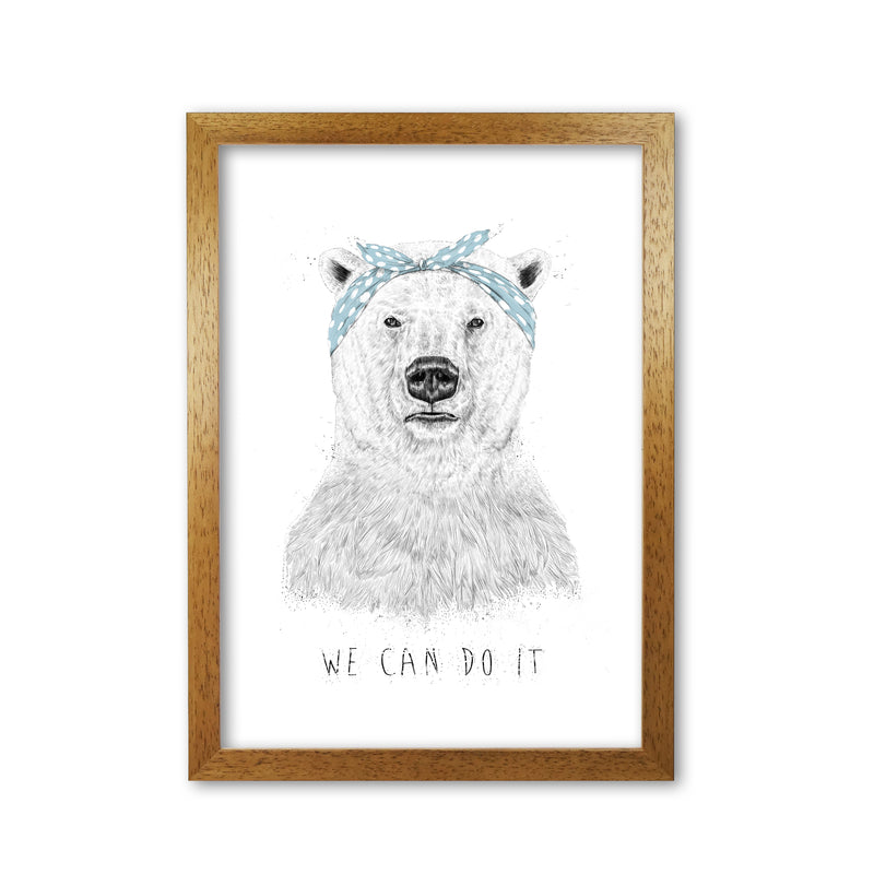We Can Do It Bear Animal Art Print by Balaz Solti Oak Grain