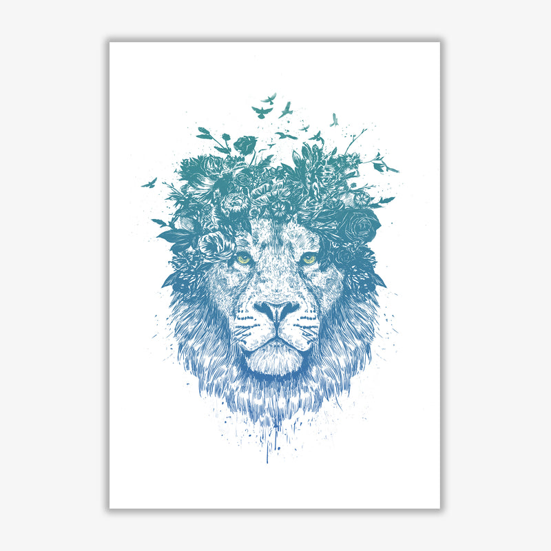 Floral Turquoise Lion Animal Art Print by Balaz Solti Print Only
