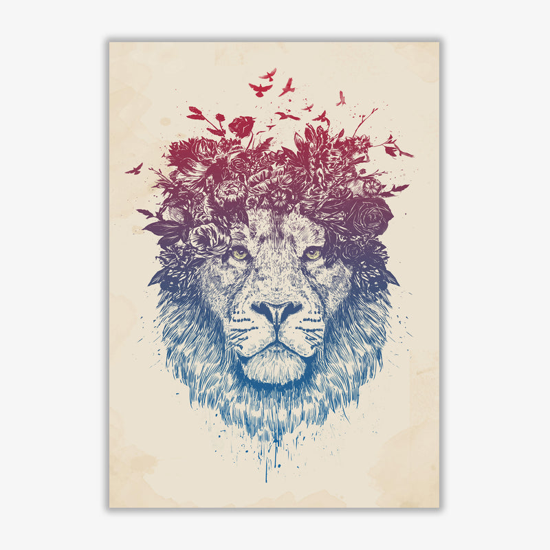 Floral Lion Animal Art Print by Balaz Solti Print Only