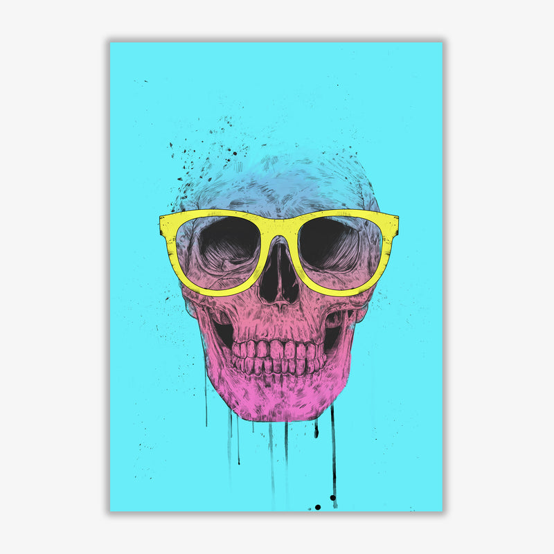 Blue Pop Art Skull With Glasses Art Print by Balaz Solti Print Only
