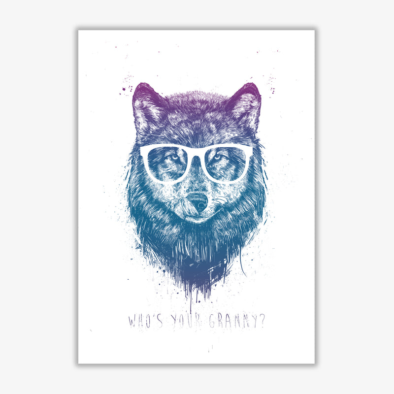 Who's Your Granny? Wolf Colour Animal Art Print by Balaz Solti Print Only