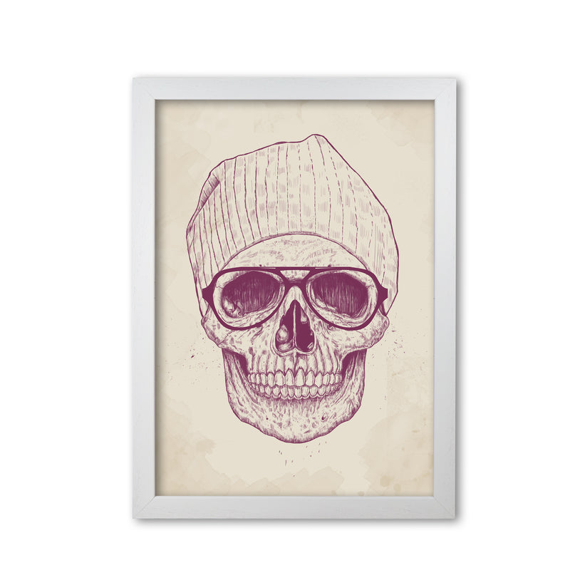 Cool Hipster Skull Gothic Art Print by Balaz Solti White Grain