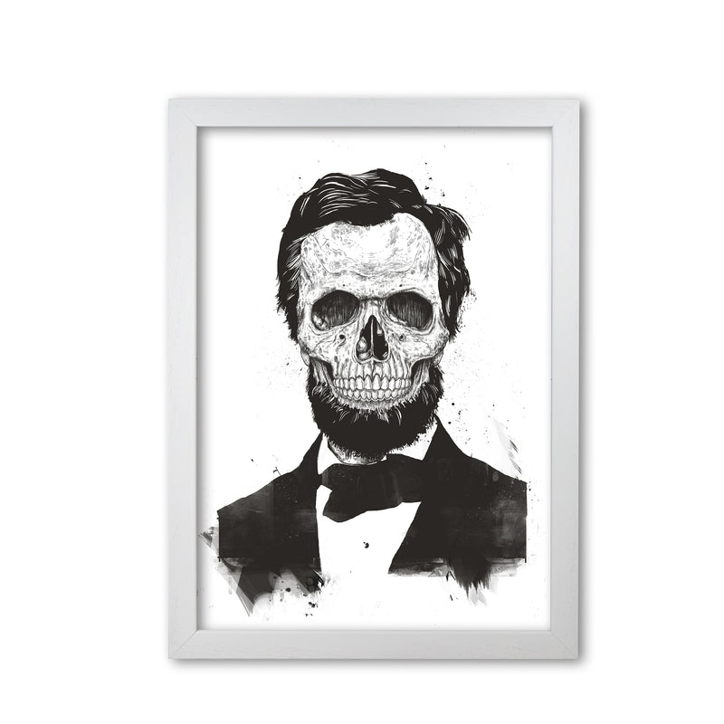 Dead Lincoln Skull B&W Modern Art Print by Balaz Solti White Grain