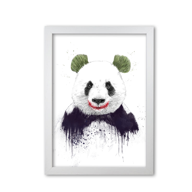 Jokerface Panda Animal Art Print by Balaz Solti White Grain