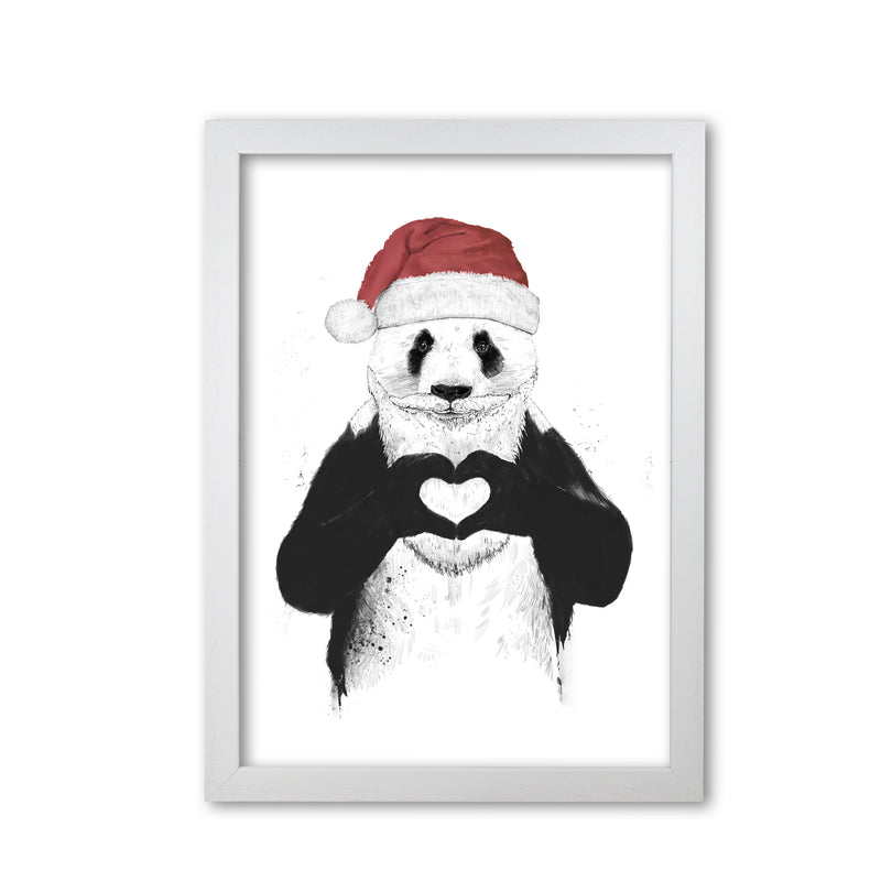 Santa Panda Animal Art Print by Balaz Solti White Grain