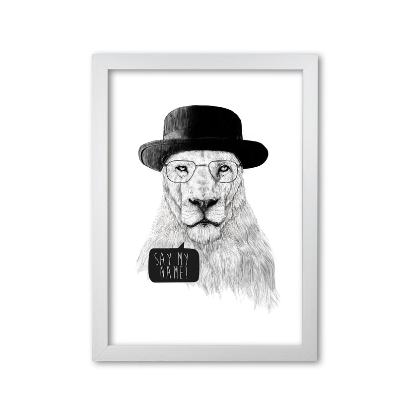 Say My name Lion Animal Art Print by Balaz Solti White Grain