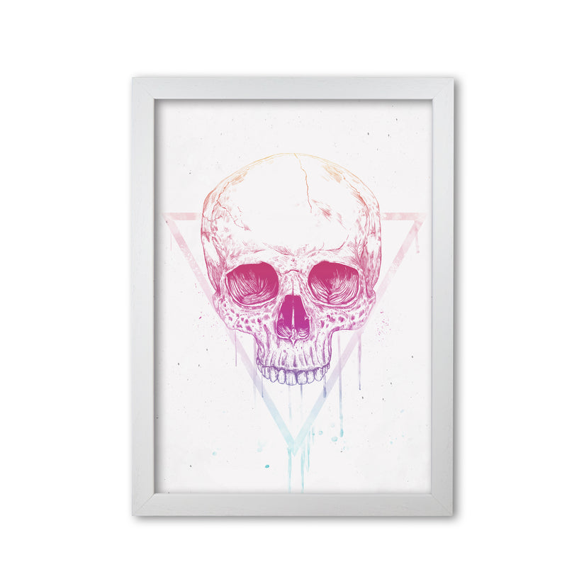 Skull In Triangle Art Print by Balaz Solti White Grain