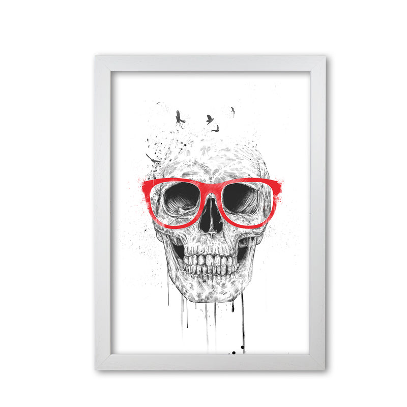 Skull With Red Glasses Art Print by Balaz Solti White Grain