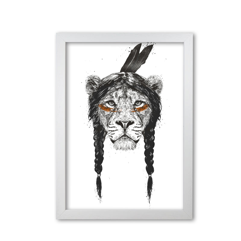 Warrior Lion Animal Art Print by Balaz Solti White Grain