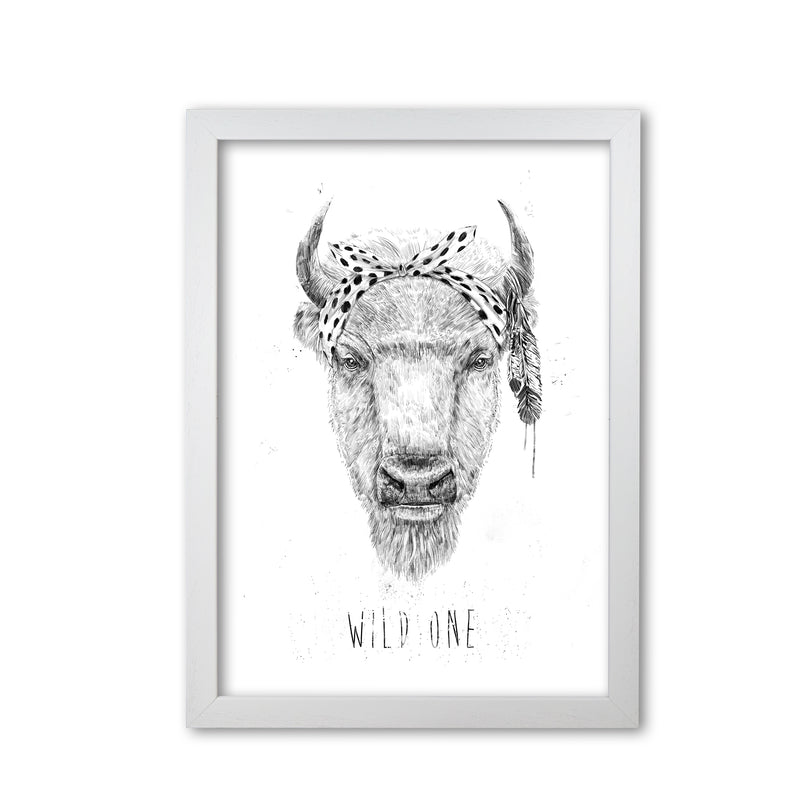 Wild One Buffalo Animal Art Print by Balaz Solti White Grain