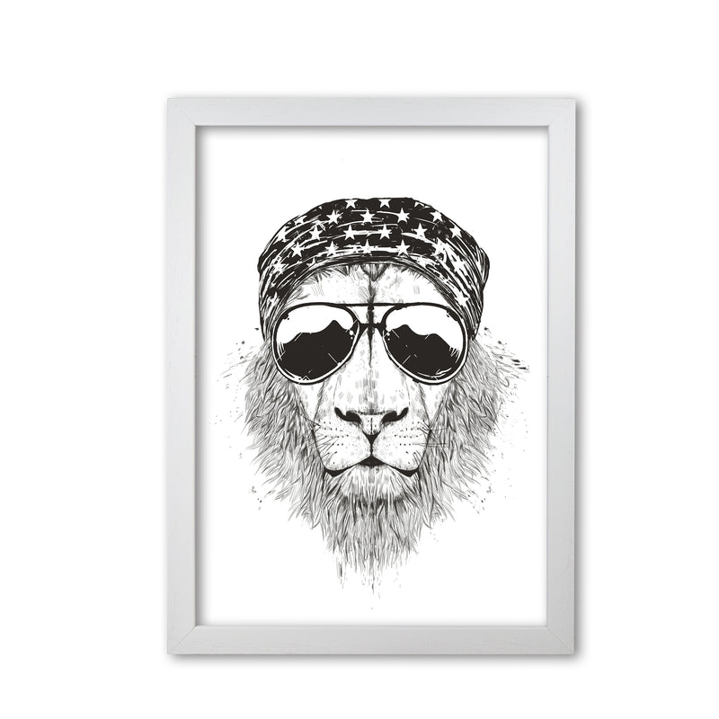 Wild Lion B&W Animal Art Print by Balaz Solti White Grain