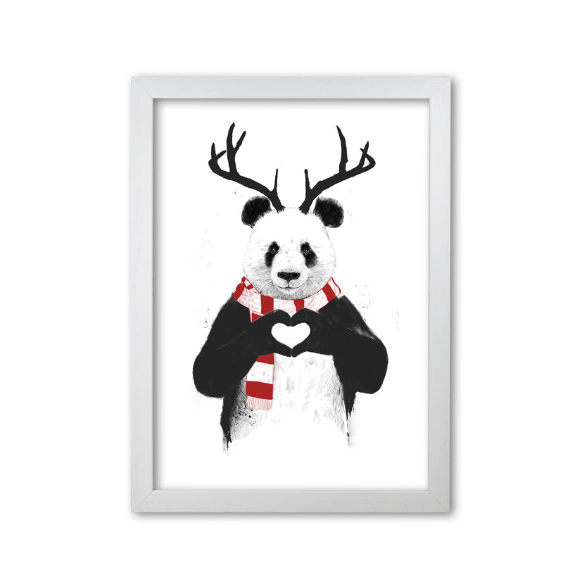 Christmas Panda Animal Art Print by Balaz Solti White Grain