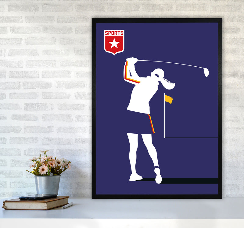 Golf Blue Art Print by Bo Lundberg A1 White Frame