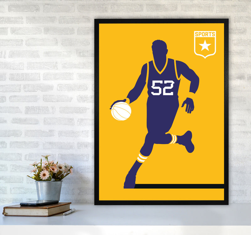 Basketball Yellow Art Print by Bo Lundberg A1 White Frame
