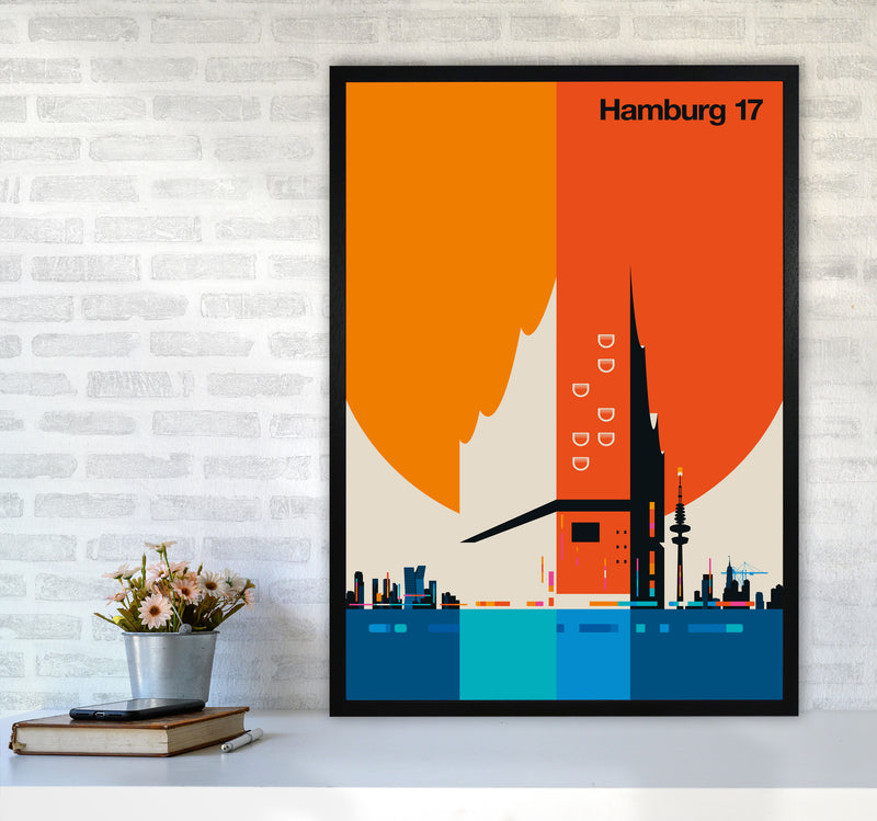 Hamburg 17 Art Print by Bo Lundberg A1 White Frame