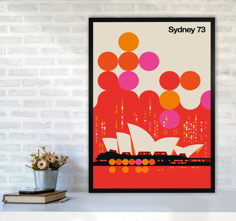 Sydney 73 Red Art Print by Bo Lundberg A1 White Frame