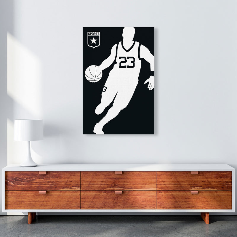 Basketball Black Art Print by Bo Lundberg A1 Canvas