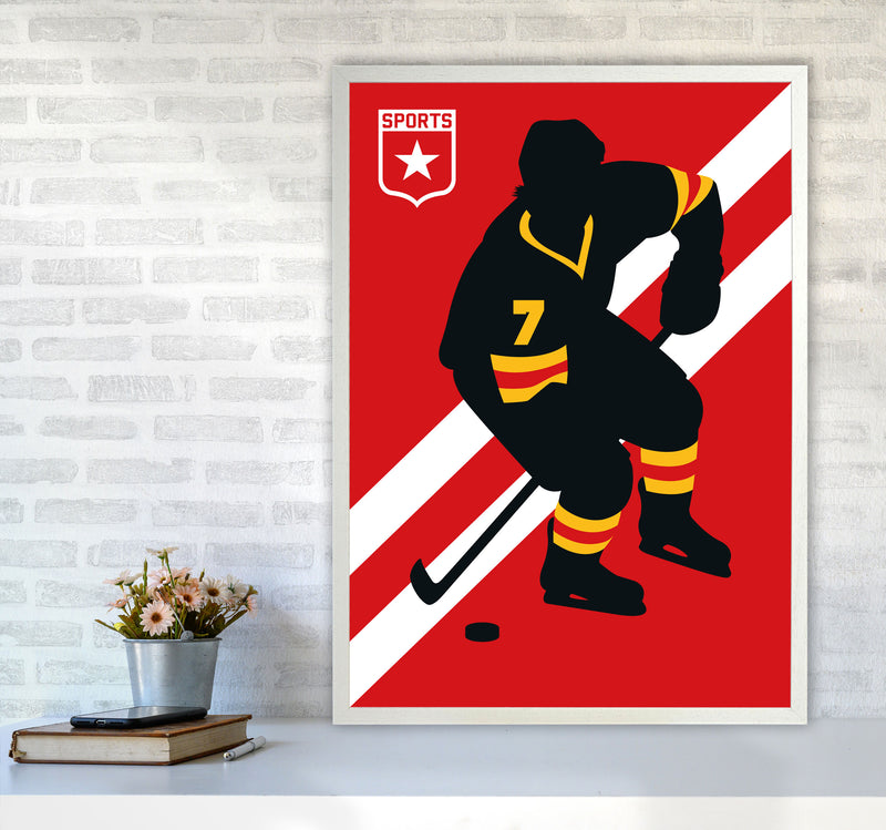 Icehockey Art Print by Bo Lundberg A1 Oak Frame
