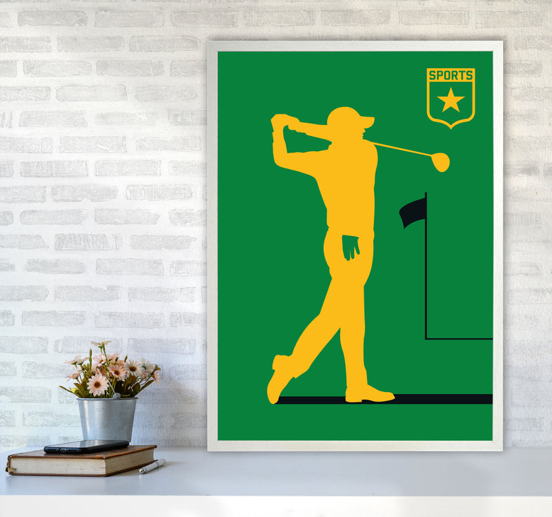 Golf Green Art Print by Bo Lundberg A1 Oak Frame