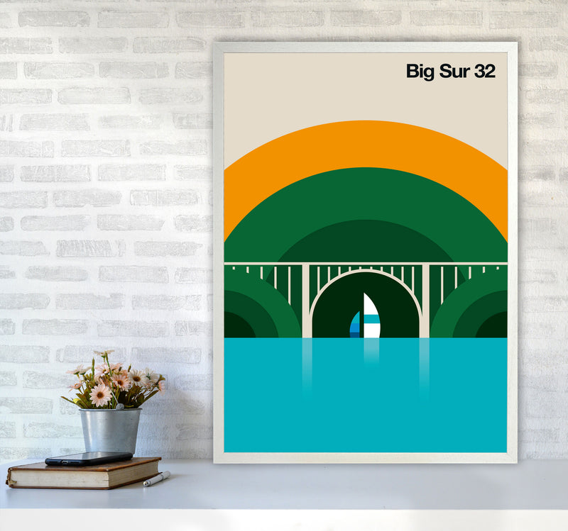 Big Sur 32 Art Print by Bo Lundberg A1 Oak Frame