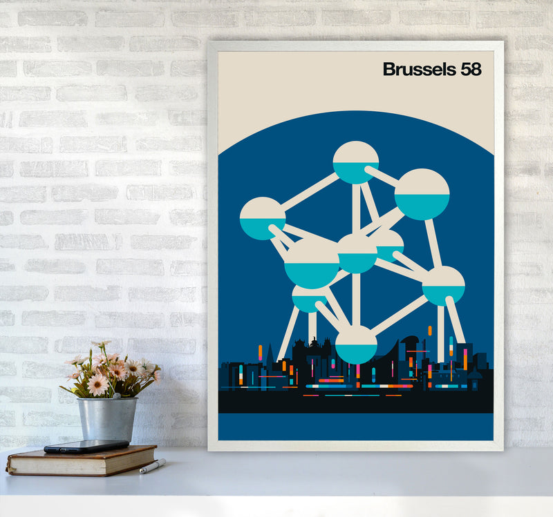 Brussels 58 Art Print by Bo Lundberg A1 Oak Frame