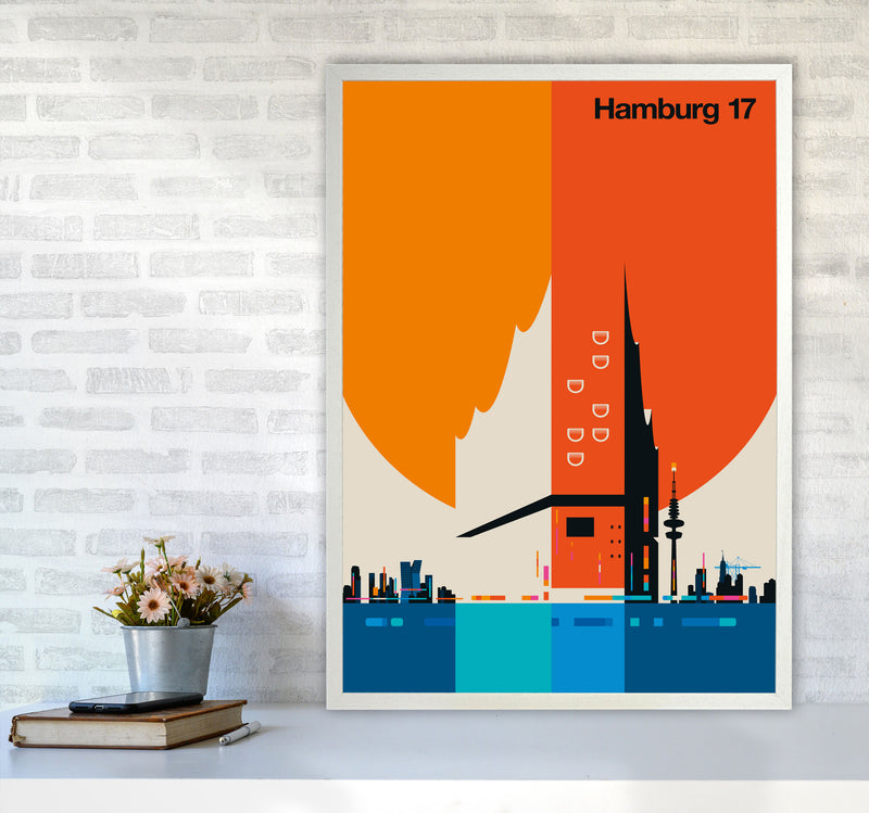 Hamburg 17 Art Print by Bo Lundberg A1 Oak Frame
