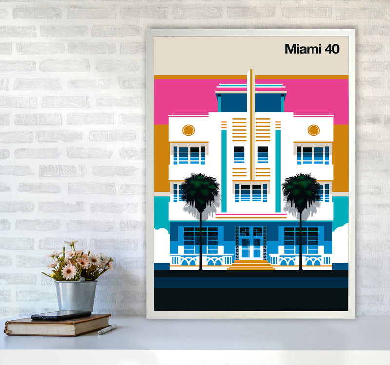 Miami 40 Art Print by Bo Lundberg A1 Oak Frame