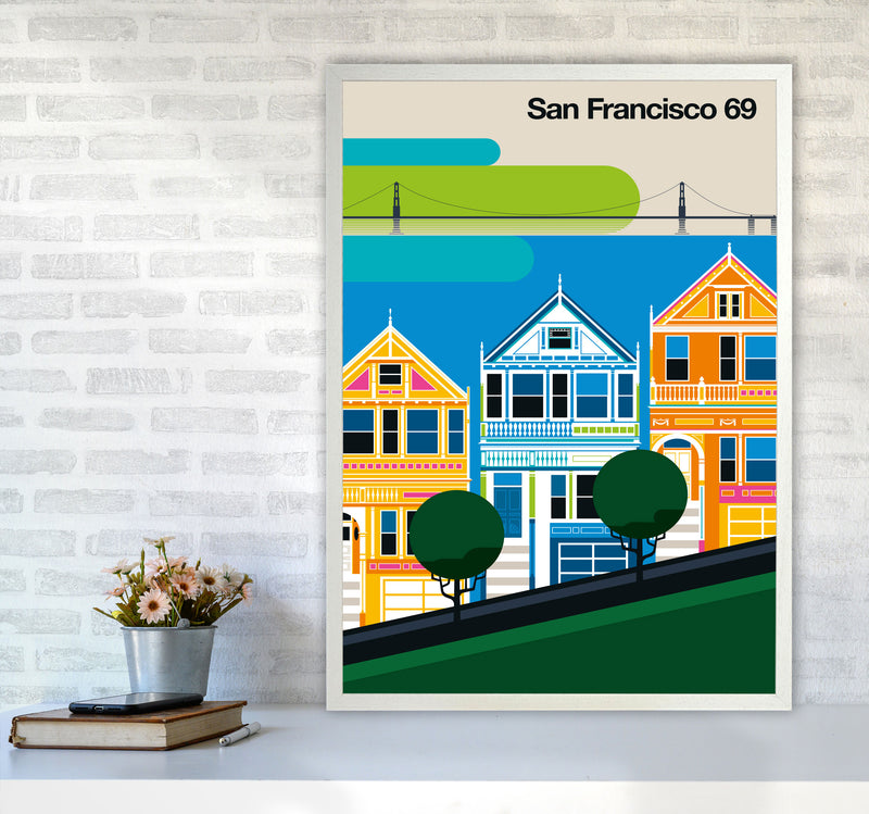 San Francisco 69 Art Print by Bo Lundberg A1 Oak Frame