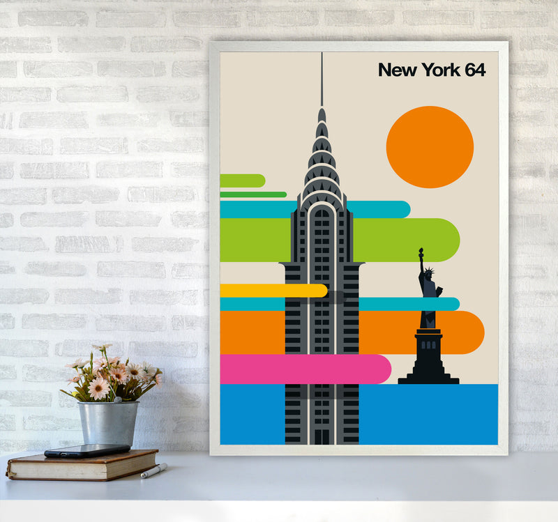 New York 64 Art Print by Bo Lundberg A1 Oak Frame