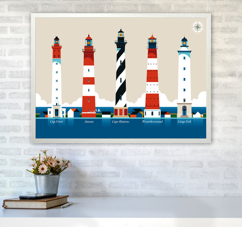 Lighthouse Island 150 Art Print by Bo Lundberg A1 Oak Frame