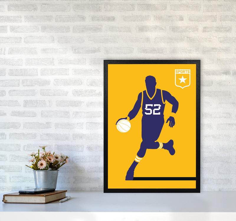 Basketball Yellow Art Print by Bo Lundberg A2 White Frame