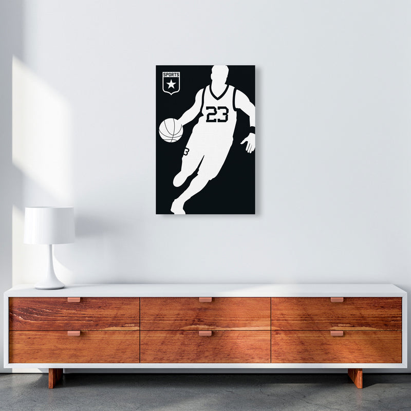 Basketball Black Art Print by Bo Lundberg A2 Canvas