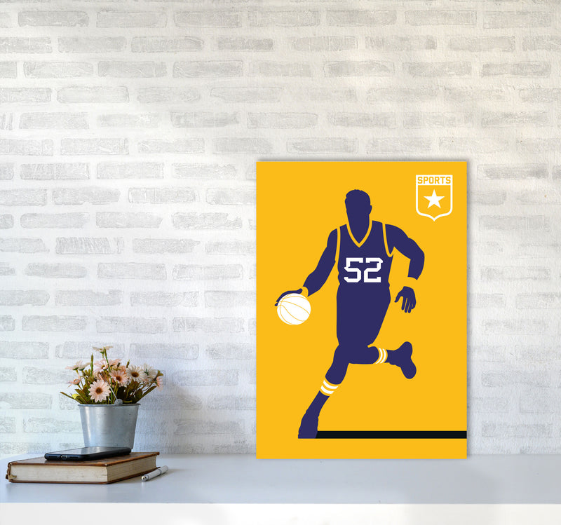 Basketball Yellow Art Print by Bo Lundberg A2 Black Frame