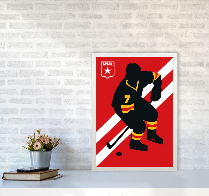 Icehockey Art Print by Bo Lundberg A2 Oak Frame