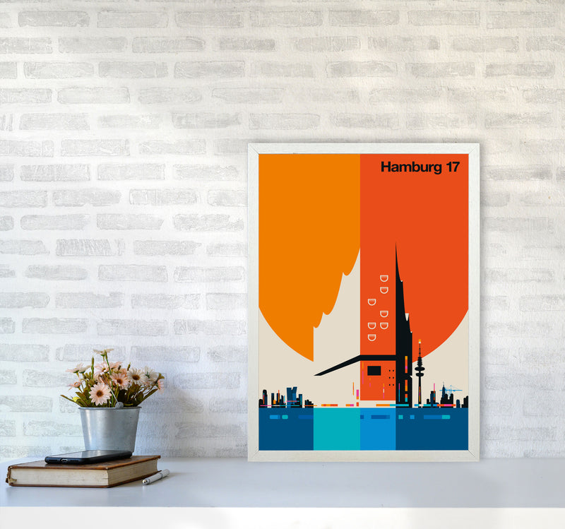 Hamburg 17 Art Print by Bo Lundberg A2 Oak Frame