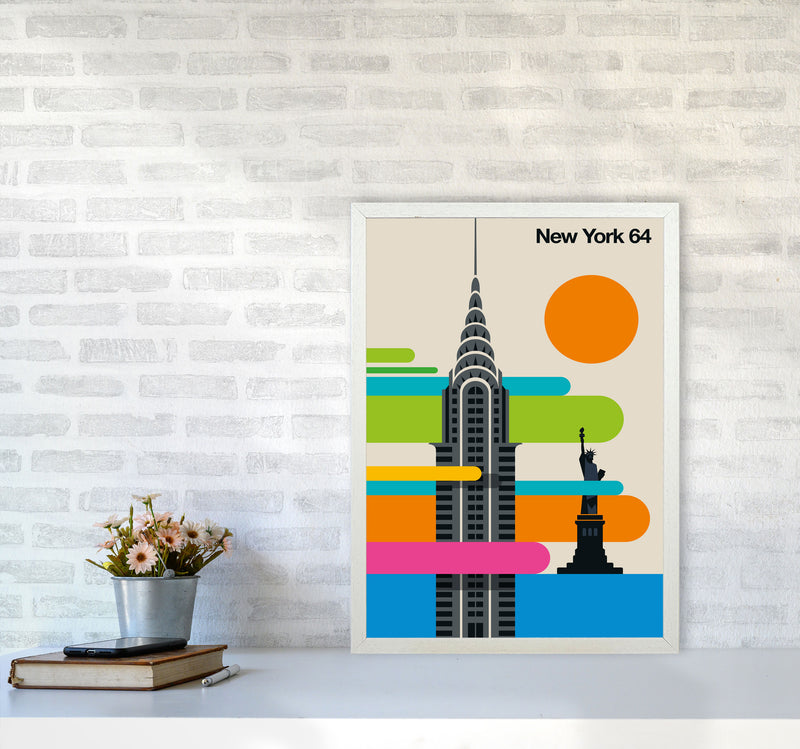New York 64 Art Print by Bo Lundberg A2 Oak Frame